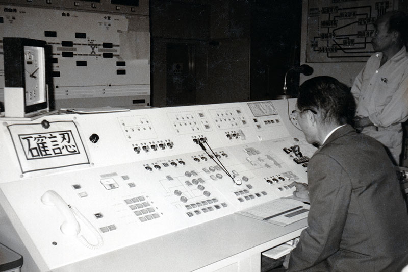NS3形CTC装置を備えた開業当初の指令所（1979年頃・石井様提供）