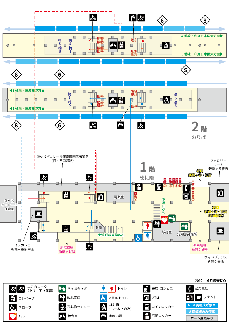 新鎌ヶ谷駅構内図(2019年6月時点)